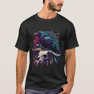 Camiseta Raven en un cráneo, gótico