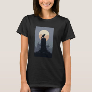 Camiseta Raven Gótico Estético En Una Piedra Tombónica