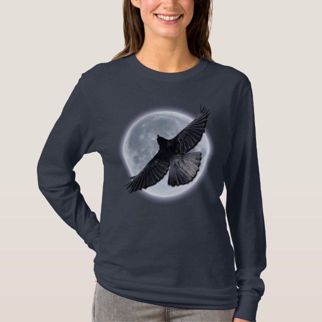CAMISETA RAVEN NEGRA QUE ABRAZA LA CAMIONETA DE LA LUNA (Anverso)
