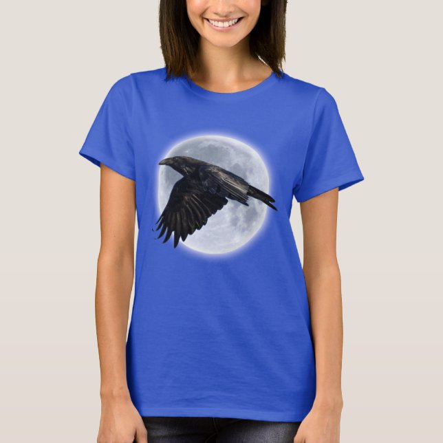 Camiseta Raven negro volador y luna llena (Anverso)