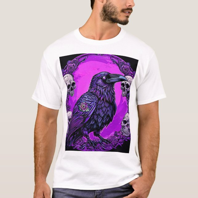 Camiseta Raven negro y cráneos (Anverso)