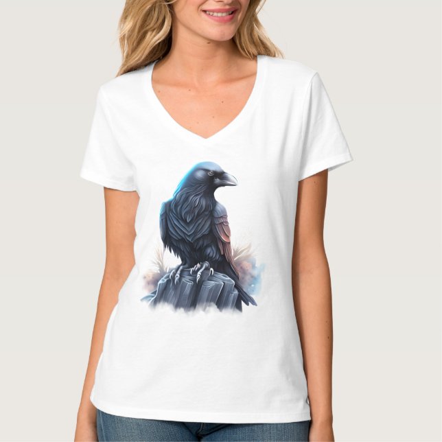 Camiseta Raven oscuro generado por IA moderna (Anverso)
