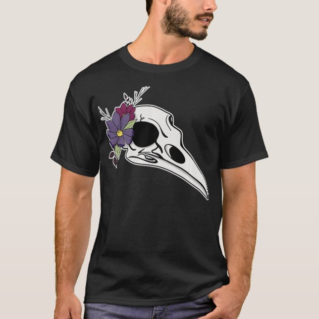 Camiseta Raven Skull Floral Pastel Gótico Macabre Taidermy  (Anverso)