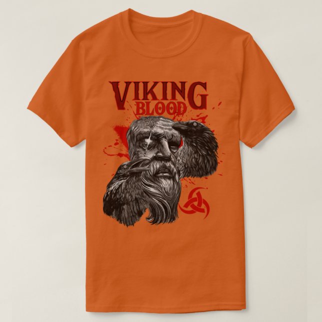 Camiseta Raven TShirtViking Sangre Odin y trenzas el Viking (Diseño del anverso)