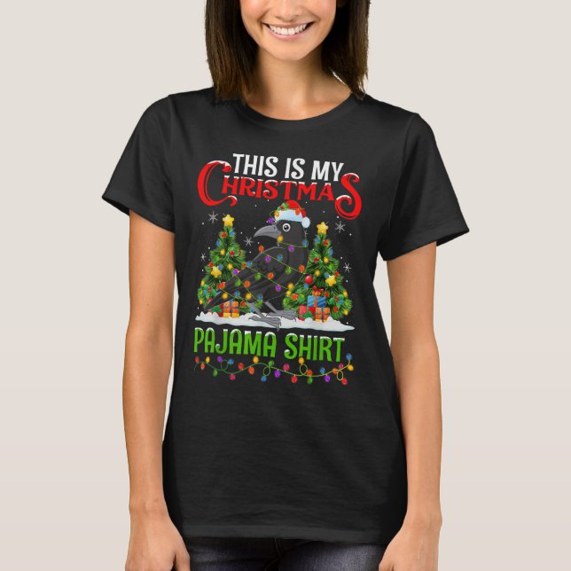 Camiseta Raven Xmas Lights This Is My Christmas Pajama  (Anverso)