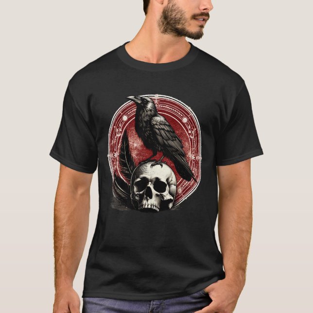 Camiseta Ravens Black Crow and Skull Witchcraft (Anverso)