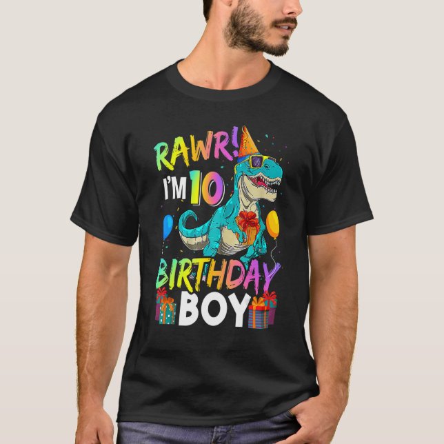 Camiseta Raw, soy el globo de aire de 10 cumpleaños de Dino (Anverso)