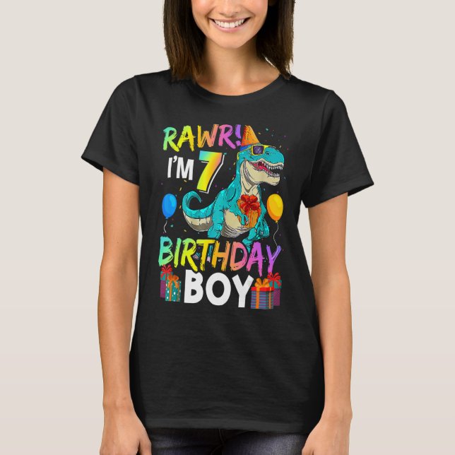 Camiseta Raw, tengo 7 cumpleaños, divertido globo de aire d (Anverso)
