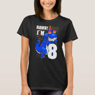 Camiseta Raw, tengo 8 años, niños de 8 años de dinosaurio
