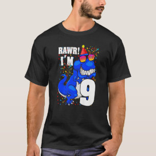 Camiseta Raw, tengo 9 años, niños de 9 años de dinosaurio