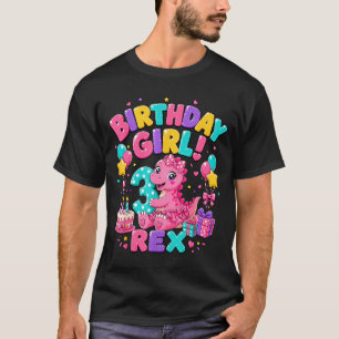 Camiseta Rawr 3 Tres Rex Rosa Dinosaurio Cumpleaños 3 Niña