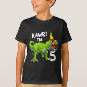 Camiseta Rawr Cumplo 5 5to Cumpleaños T Rex Dinosaurio Dive