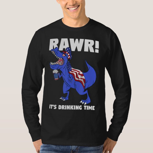 Camiseta Rawr es tiempo de beber rex dinosaurio (Anverso)