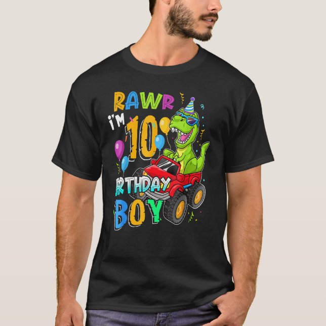 Camiseta Rawr I M 10th Birthday Boy Dinosaur Rex 10 Years O (Anverso)