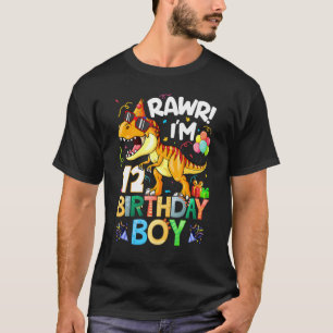 Camiseta Rawr I M 12th Birthday Boy Dinosaur T Rex 12 años