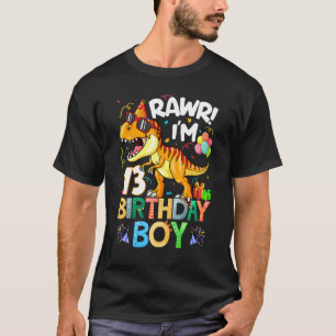 Camiseta Rawr I M 13th Birthday Boy Dinosaur T Rex 13 años