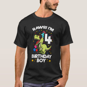 Camiseta Rawr I m 4 Cumpleaños Niño Dinosaurio T rex Tema 4