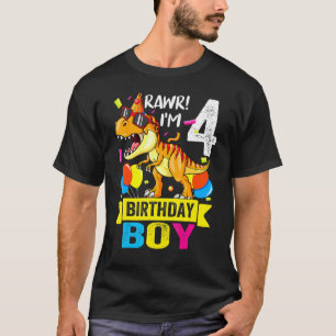 Camiseta Rawr I M 4to cumpleaños Dinosaur T Rex 4 años O