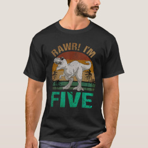 Camiseta Rawr I m Five Birthday T rex Dinosaur Saurus 5