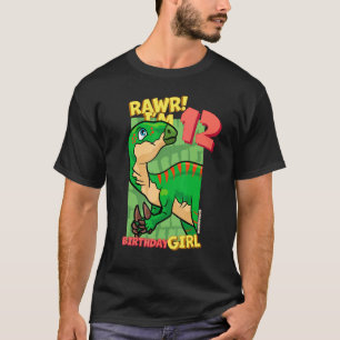 Camiseta Rawr  I'm 12 Birthday Girls 12th Birthday Dino Igu