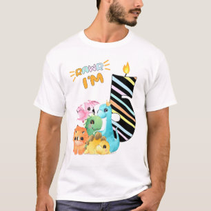 Camiseta Rawr Im 5 5ᵉʳ De Aniversario De Dinosaurio