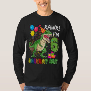 Camiseta Rawr Im 6 Dinosaur Birthday Boy 6 Años Sexto Bir
