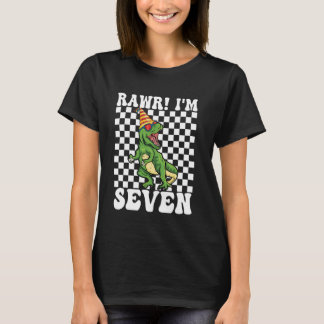 Camiseta Rawr I'm 7 7th Birthday T Rex Dinosaur Party  for 