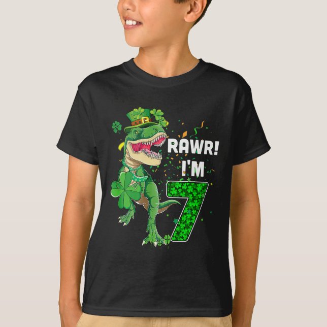 Camiseta Rawr I'm 7 Birthday Years Old 2015 T Rex Dinosaur  (Anverso)