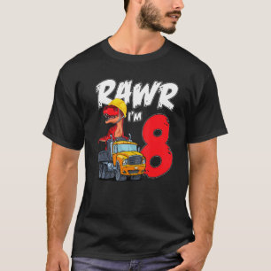 Camiseta Rawr I'm 8 It's My 8th Birthday Dinosaur On Truck 