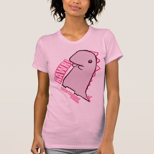 Camiseta ¡"RAWR! medios "te amo" en dinosaurio " (Anverso)