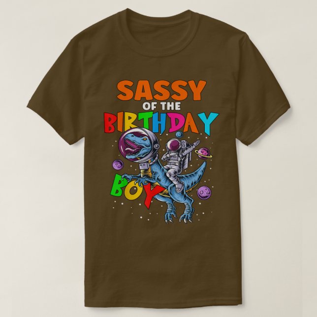Camiseta Rawr Sassy Del Astronauta De Cumpleaños Riding Di (Diseño del anverso)