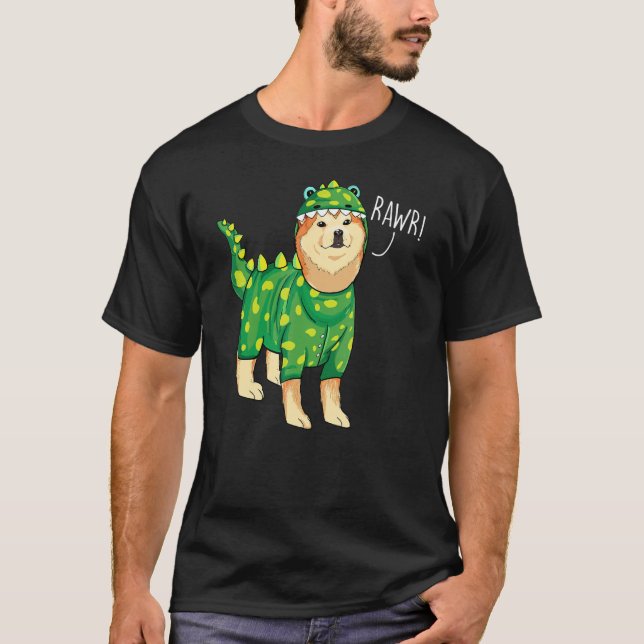 Camiseta Rawr Shiba Inu Dinosaur Costume Perro (Anverso)