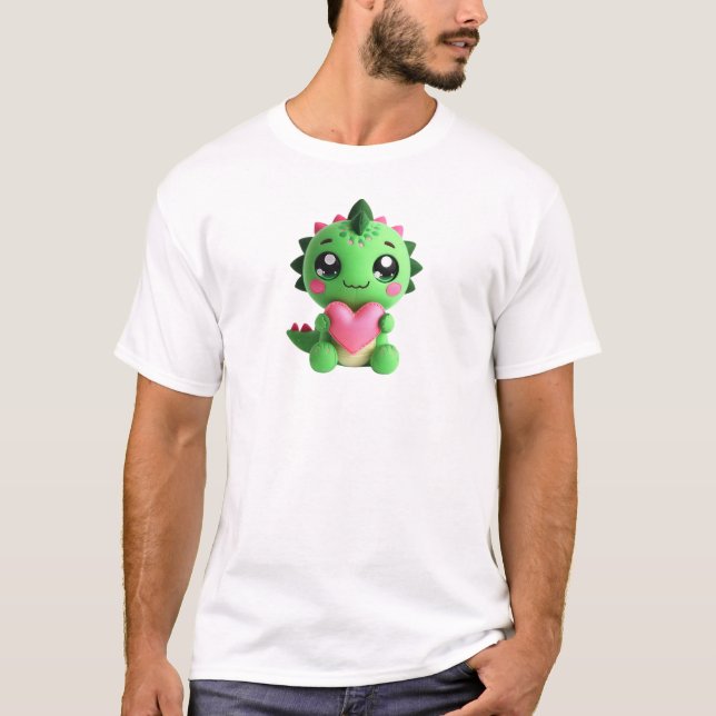 Camiseta Rawr significa amor - Plushie Dino sosteniendo el  (Anverso)