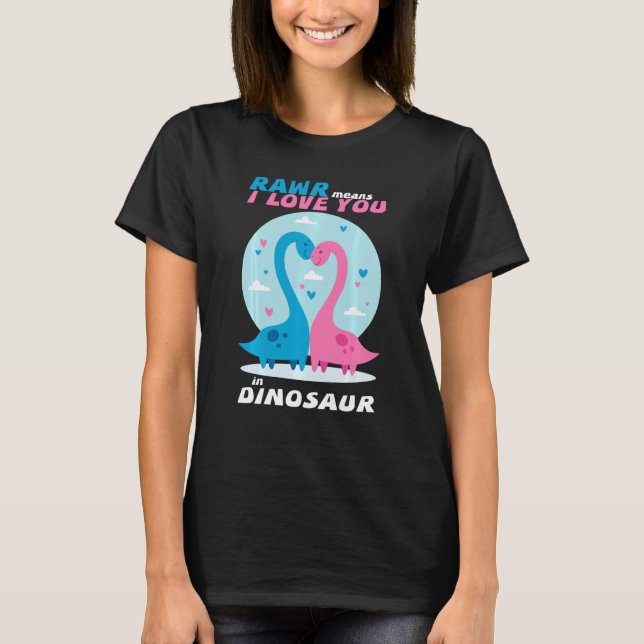 Camiseta Rawr significa que te amo Dinosaur Valentine Valen (Anverso)