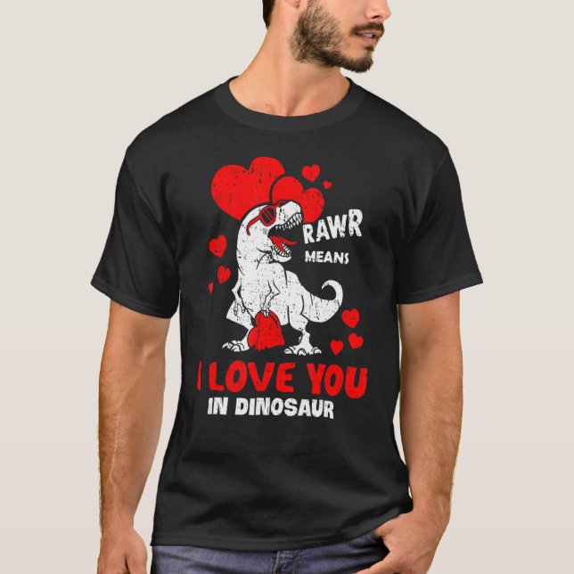 Camiseta Rawr Significa Que Te Amo En Dinosaurio Rex Heart  (Anverso)