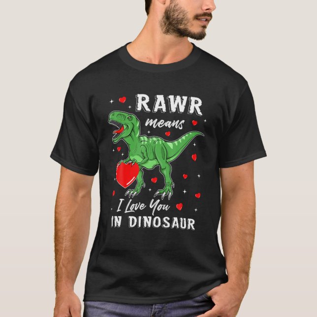 Camiseta Rawr Significa Que Te Amo En San Valentín De Camis (Anverso)