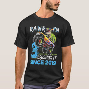 Camiseta Rawr soy 3 Camión Monstruo Dinosaurio Cumpleaños 3