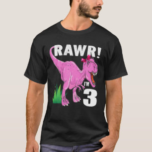 Camiseta Rawr Soy 3 Dinosaur T Rex 3er Nacimiento Chica