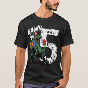 Camiseta Rawr, soy 5 Dinosaur Rex 5.ª Chica de cumpleaños R