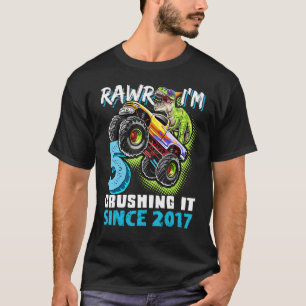 Camiseta Rawr Soy 5 Monster Camión Dinosaurio 5 cumpleaños
