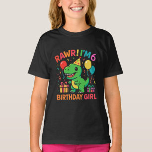 Camiseta Rawr, soy Chica de los 6 años de los dinosaurios