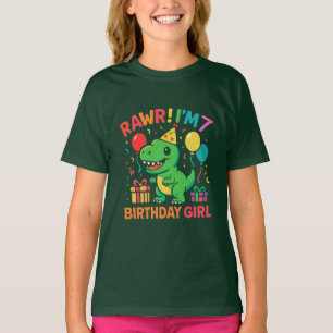 Camiseta Rawr, soy Chica de los 7 años de los dinosaurios