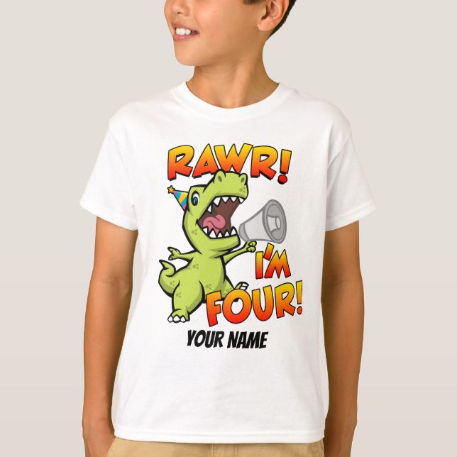Camiseta Rawr soy cuatro dinosaurios (Anverso)