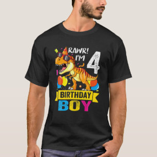 Camiseta Rawr, soy el cuarto cumpleaños de Dinosaur T Rex 4