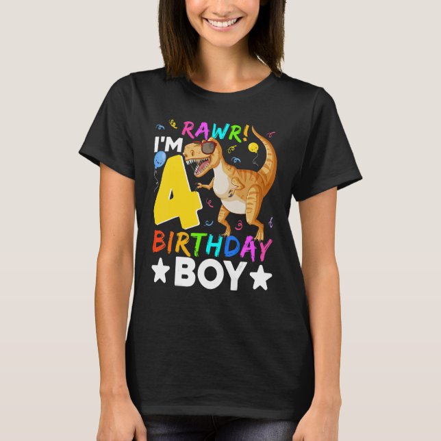 Camiseta Rawr Soy el cuarto regalo de cumpleaños de los niñ (Anverso)