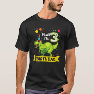 Camiseta Rawr Soy el cumpleaños de los dinosaurios de 3 año