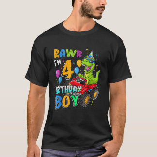 Camiseta Rawr Soy El Niño De 4 Años Monstruo De Dinosaurios