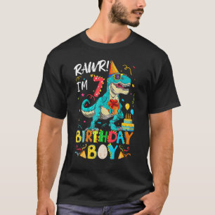 Camiseta Rawr, soy el séptimo cumpleaños, Dinosaurio T Rex