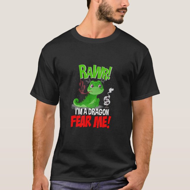 Camiseta Rawr Soy un Dragón Fantasía Creatura Arte Cuto (Anverso)