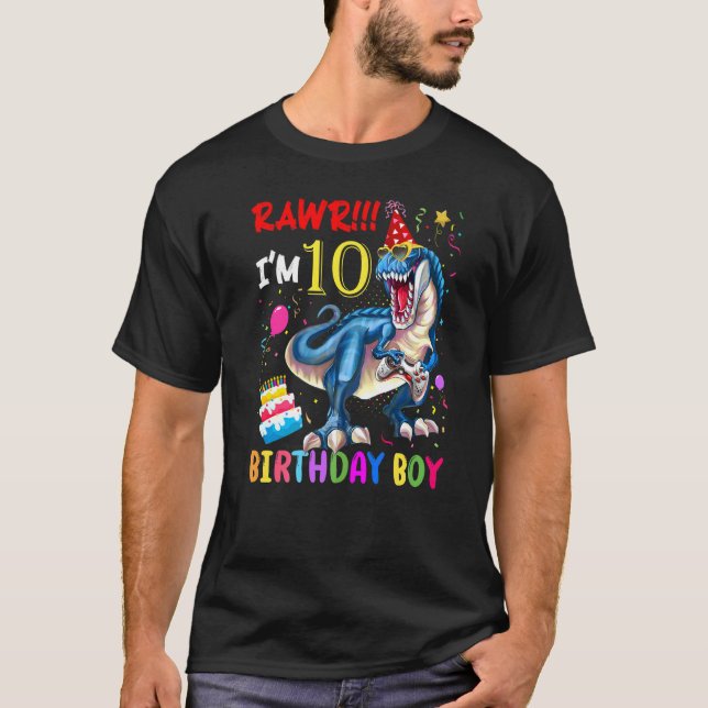 Camiseta Rawr Tengo 10 años de edad niño de cumpleaños Dino (Anverso)